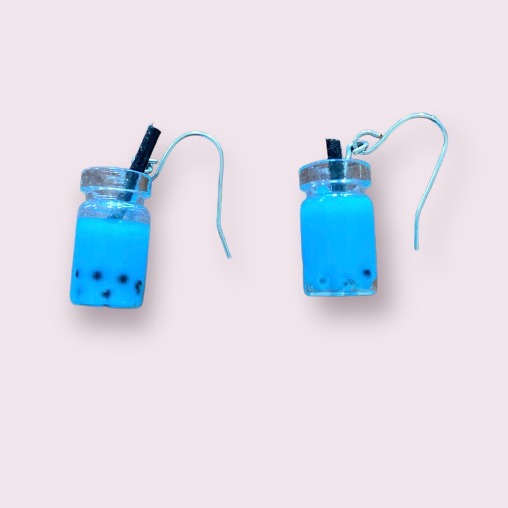 Blue Bubble Boba Tea Fish Hook Earrings (NWOT)
